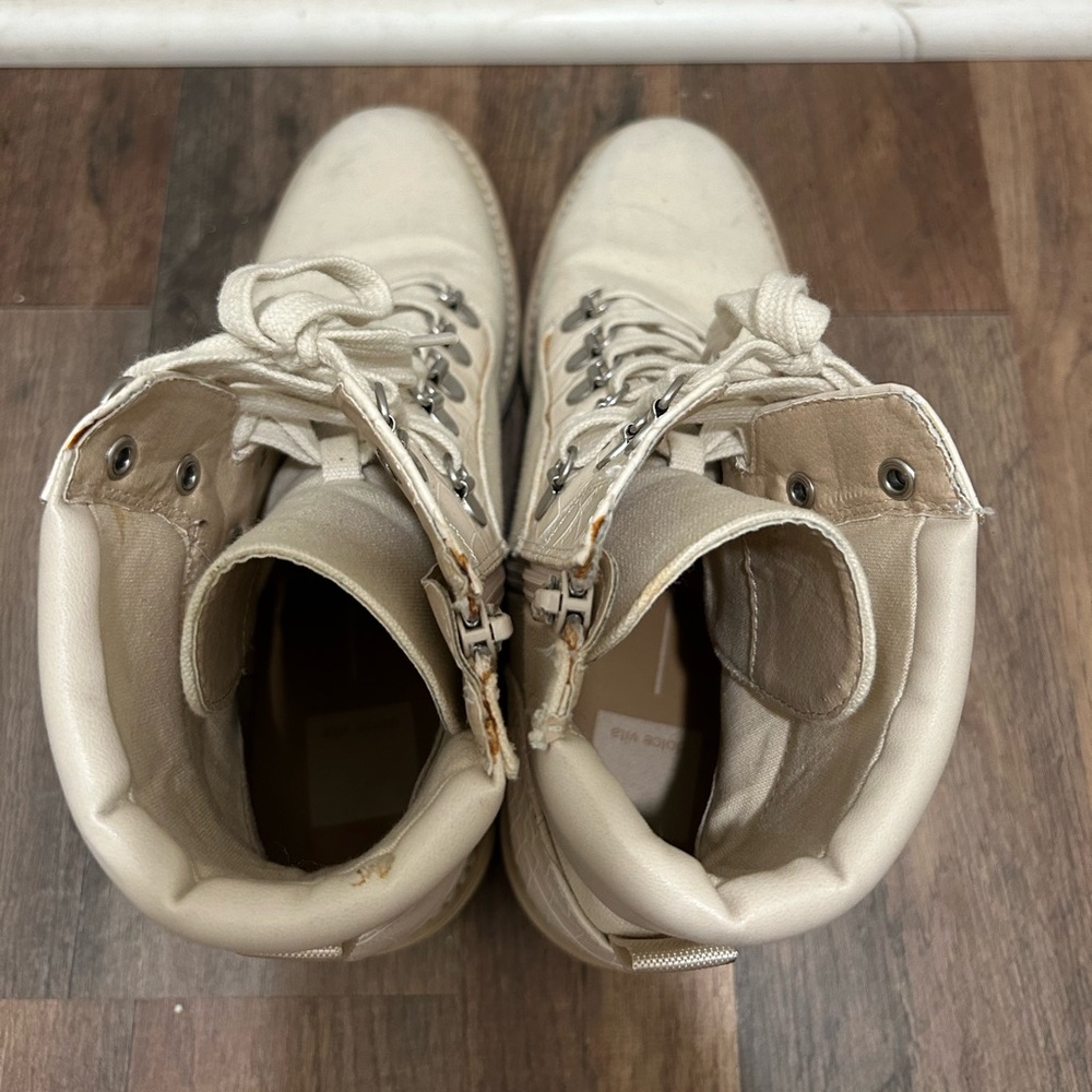 Dolce Vita Off-White Lace-Up Boots - Picture 6 of 8